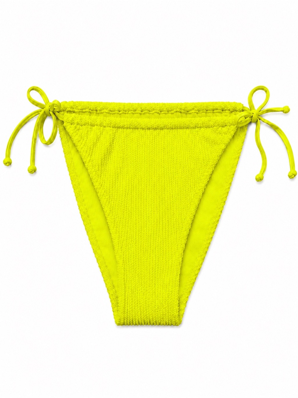 NWT Good American Neon Yellow Tie Side Bikini Bottom Size 3/4